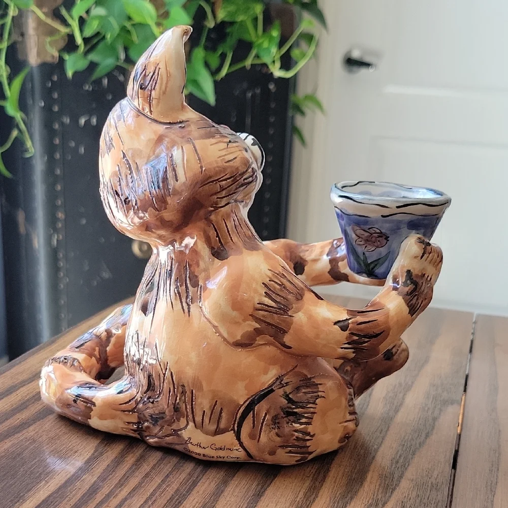 2000 BLUE SKY Cat Figurine / Candle Holder by Heather Goldminc